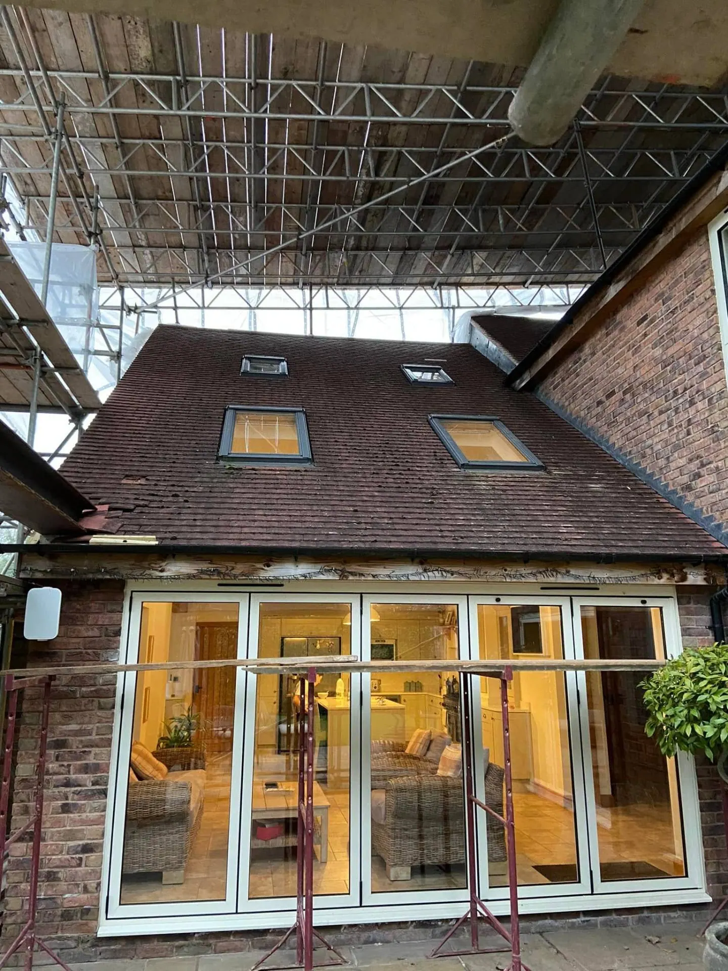 View from inside the scaffold at Dingleside before the new terrace roof went on — JRC Developers