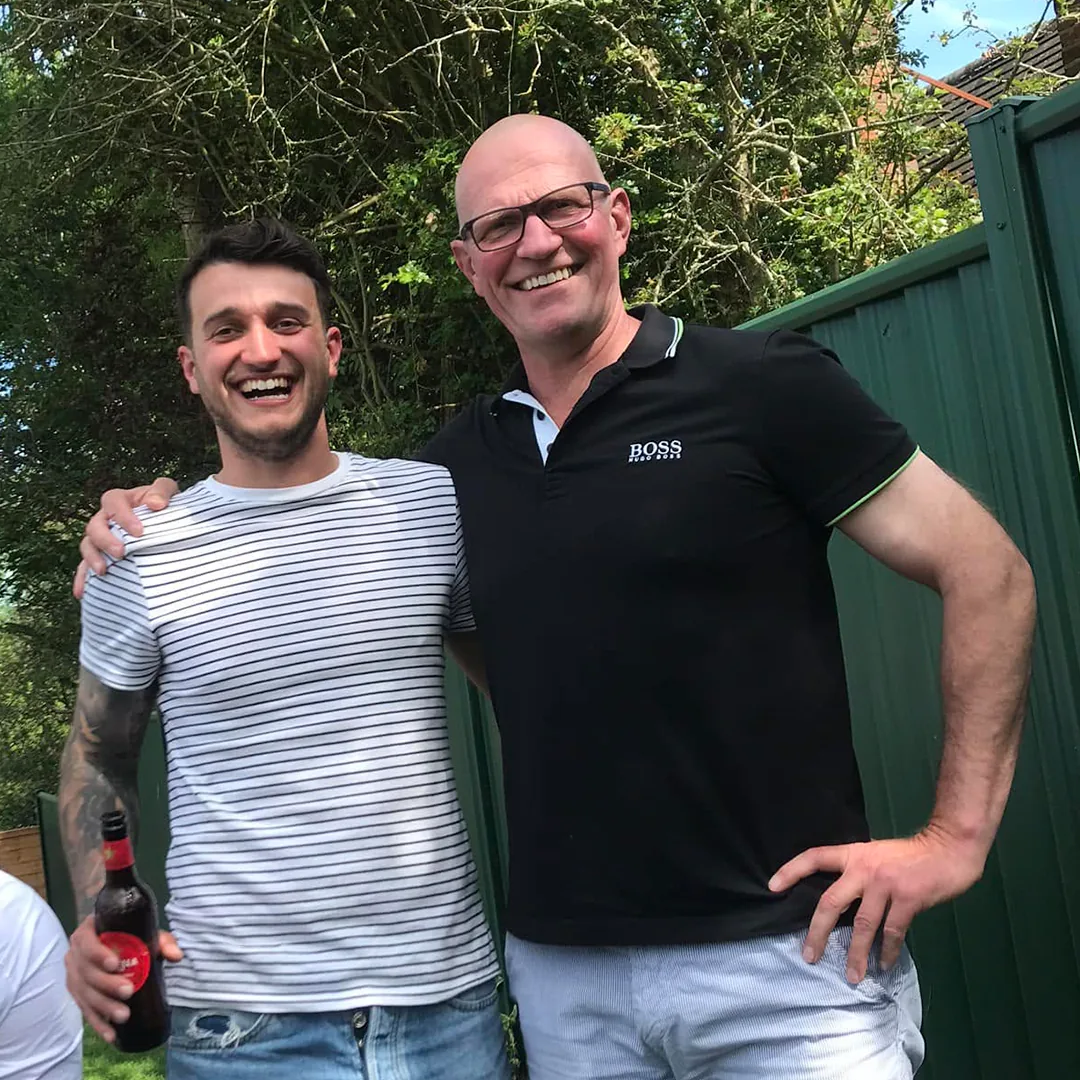John and Jack together off site, relaxed in the garden